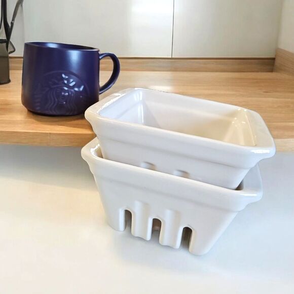 Rae Dunn RINSE WASH Berry Colander Set & Starbucks Mug Purple 2015 LOT - Picture 1 of 4